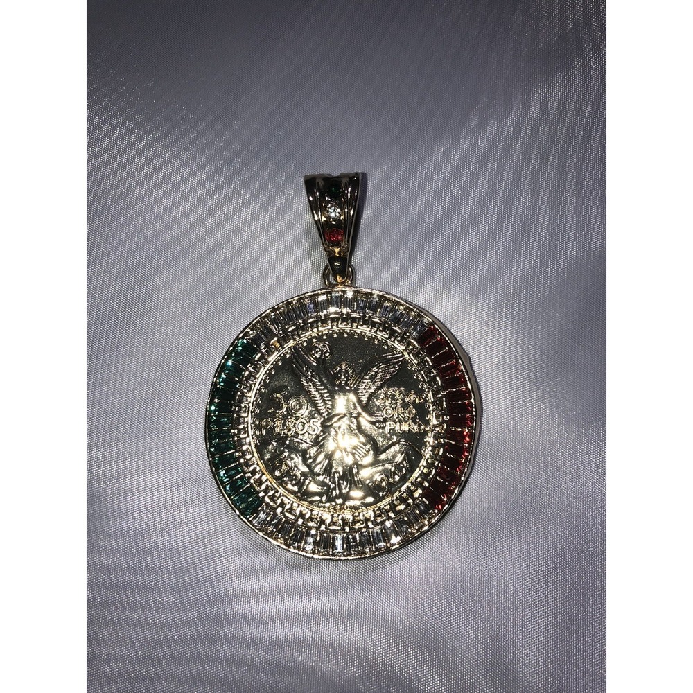 Centenario con pedrería tricolor Baguette. moneda mexicana